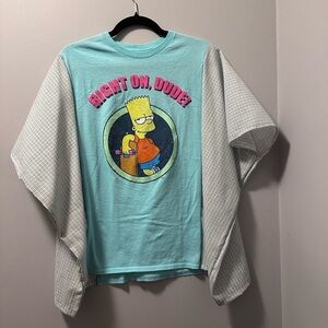 Bart Simpson right on dude up cycle tee poncho one size fits most stain on back